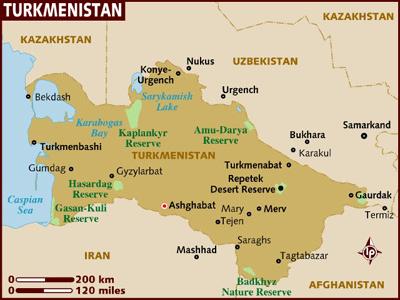 Turkmenistan Karte Städte